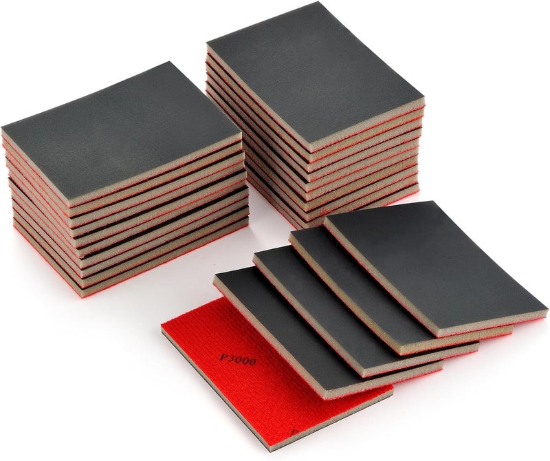 MAXMAN 20PCS Sanding Sponge Set, 3000 Grit Soft Foam Hand Sander Block, 3x4 Inch Wet Dry Sandpaper, Ultra Fine Sandpaper Sponge, Reusable Sanding Pads for Metal Wood Furniture Models Drywall Polishing - Image 1